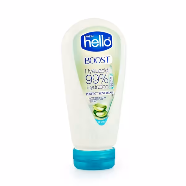 کرم مرطوب کننده تیوپی هلو فرش حاوی آلوئه ورا و ویتامین سی 150 میلی لیتر | hello fresh boost perfect skin cream with vitamin C and Aloevera 150ml