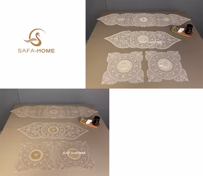 رومیزی قیطان مخمل طرح ستاره جدید 4 تکه