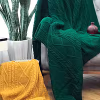 شال مبل بافتنی چیداری رنگ سبز - چیداری