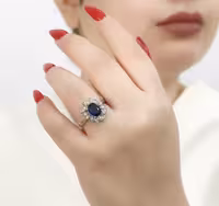 انگشتر یاقوت کبود جواهری نقره زنانه کد 11098