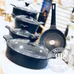 کاندید سرویس قابلمه  9 پارچه اسکار بایو گرانیت طرح ترک مشکی   00109038