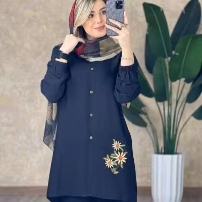 مانتو زنانه سه گل بابونه مانتو شانتون