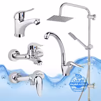 ست 5 عددی شیرآلات برند آیدا صنعت مدل قهرمان | روشویی   ظرفشویی   حمام   توالت   علم یونیورست رسوب‌گیر اتومات | کروم براق