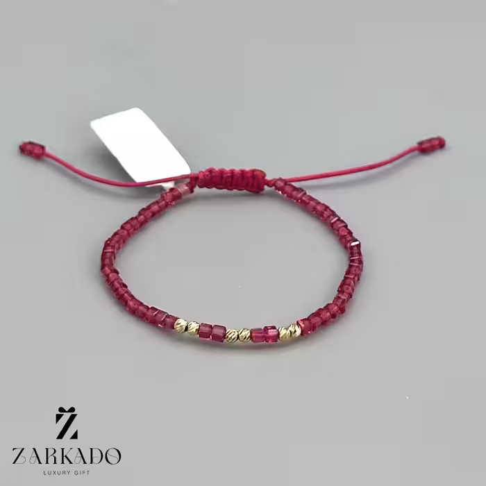 دستبند سنگی و طلا گوی البرنادو سنگ سرخابی