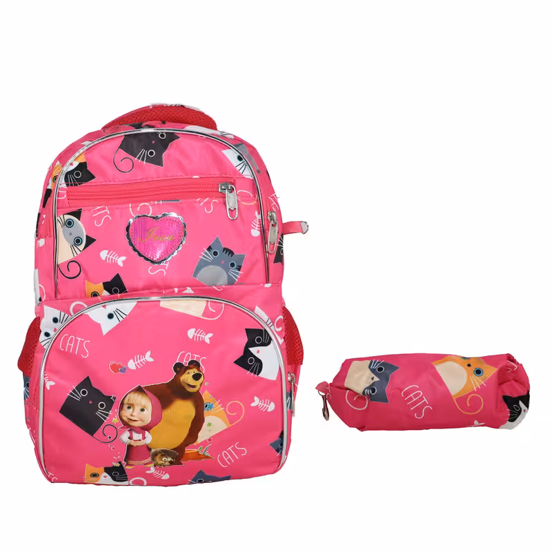 کوله پشتی مدل ماشا کد 1407 به همراه جامدادی | چاوه