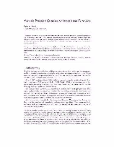 خرید و دانلود نسخه کامل کتاب Fortran multiple precision library (complex algorithms)((ZMLIB.tex)