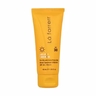کرم ضد آفتاب و ضدلک بی‌رنگ لافارر مدل SPF30، مناسب پوست‌های چرب، حجم 40 میلی‌لیتر