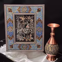 ست هدیه گلدان تابلو اسلیمی خاتم کاری