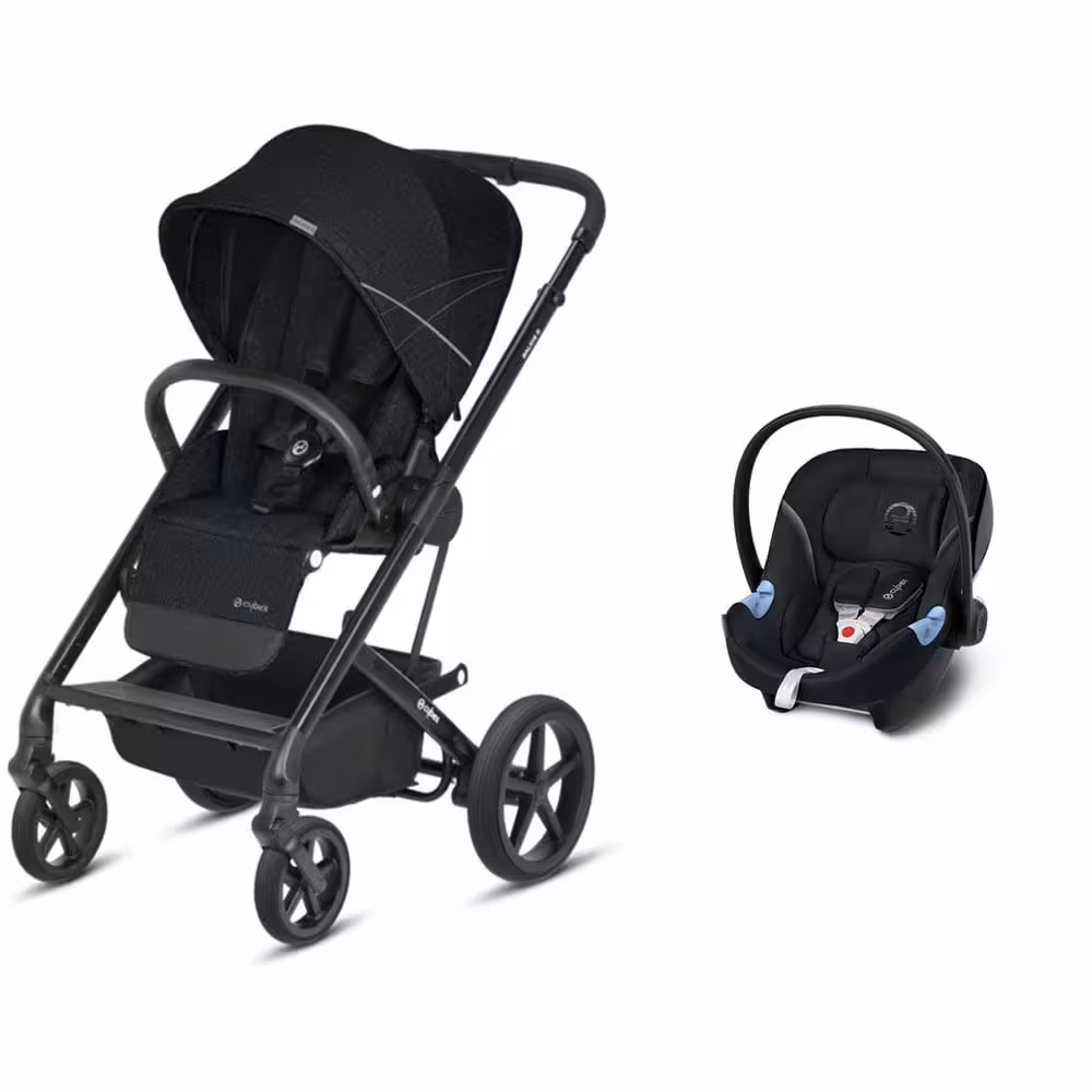 کالسکه کریر سایبکس بالیوس اس مشکی با گارد و دسته مشکی و کریر ایتون مشکی سایبکس و  اداپتور نصب بالیوس اس سایبکس  cybex balios s