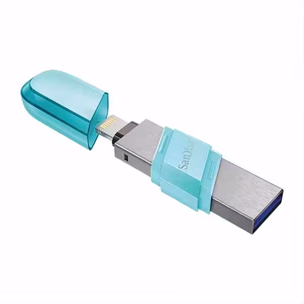 فلش مموری سن دیسک مدل iXPAND Flip (USB/LIGHTNING) ظرفیت 128 گیگابایت آبی - فروشگاه اینترنتی پروتاچ