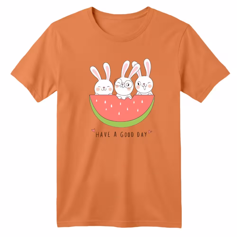 تی شرت آستین کوتاه بچگانه مدل خرگوش یلدایی کد 4 رنگ گلبهی