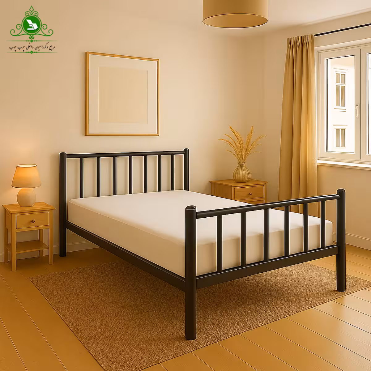 تخت خواب یک و نیم نفره فلزی فرفوژه مدل اشکان عرض 120