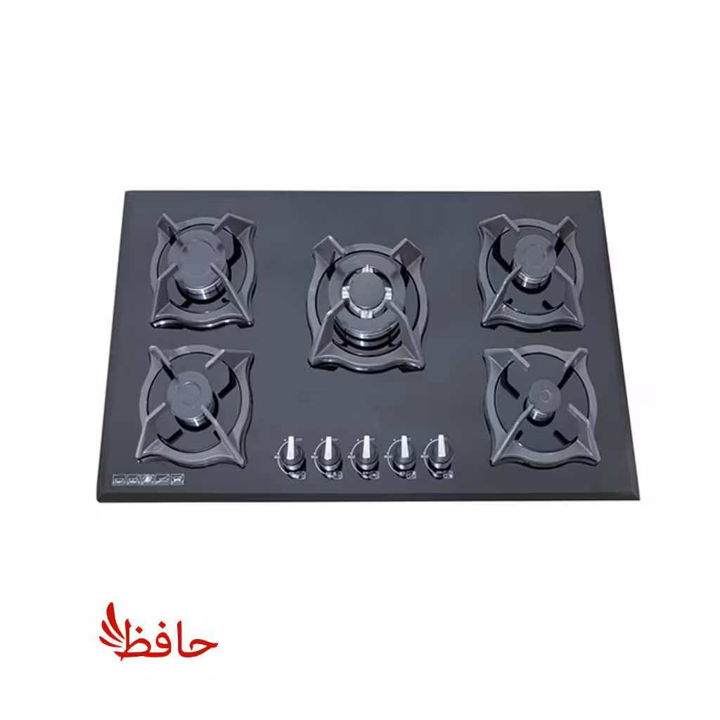 اجاق گاز صفحه ای شیشه ای پنج شعله آژینه مدل پینگا