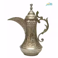 قهوه جوش برنجی، قلم دست اعلاء با آبکاری نقره، قابل استفاده