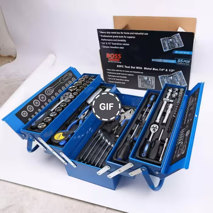 جعبه ابزار 85 پارچه صنعتی آبی باس مدل BS-123T160-85