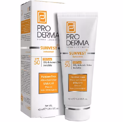 پرو درما کرم ضد آفتاب فاقد چربی بی رنگ مناسب پوست چرب و جوشدار  SPF50