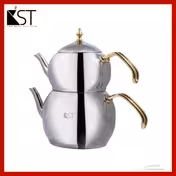 کتری لوله دار دسته عصایی با قوری استیل  2/2 لیتر (KST) کد 2025