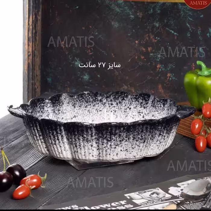 تابه بیضی سرامیکی ملورین مشکی مدل نیلوفر کد 3149 با ارسال رایگان