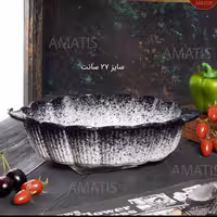 تابه بیضی سرامیکی ملورین مشکی مدل نیلوفر کد 3149 با ارسال رایگان
