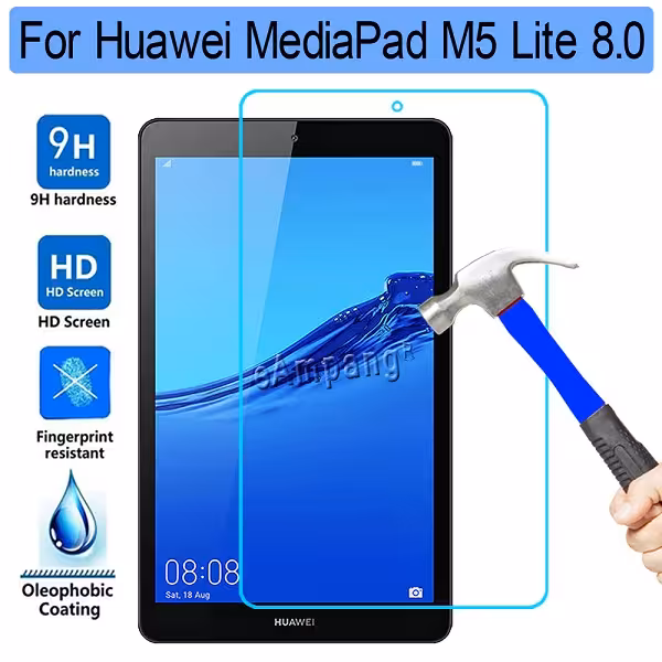 گلس تبلت هواوی M5 Lite محافظ صفحه نمایش شیشه ای مدل 8 اینچ گلس Glass Screen Protector For Huawei MediaPad M5 lite