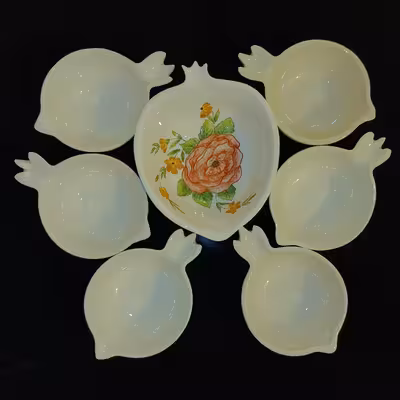 ست 7 تکه آجیل خوری سرامیکی هیوا طرح نارگل مدل رز کد 11312010