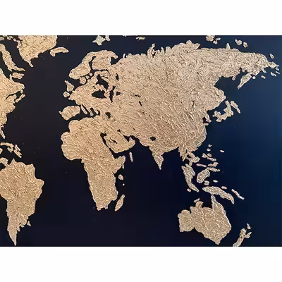  تابلو نقاشی ورق طلا مدل نقشه جهان کد A0009