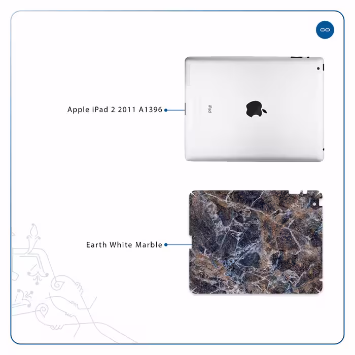 برچسب پوششی ماهوت مدل Earth-White-Marble مناسب برای تبلت اپل iPad 2 2011 A1396