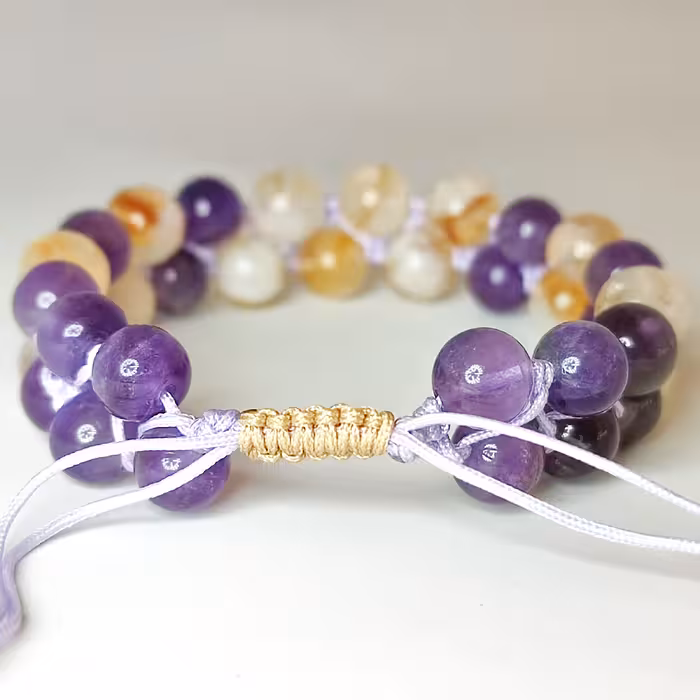 دستبند مدل آمیتیست و سیترین طبیعی