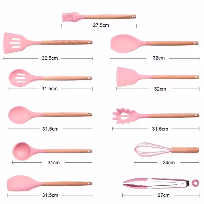 سرویس کفگیر و ملاقه 12 پارچه مدل کیچن ست silicone