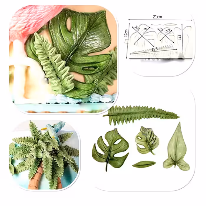 ابزار تزیین فوندانت نگین مدل برگ استوایی
