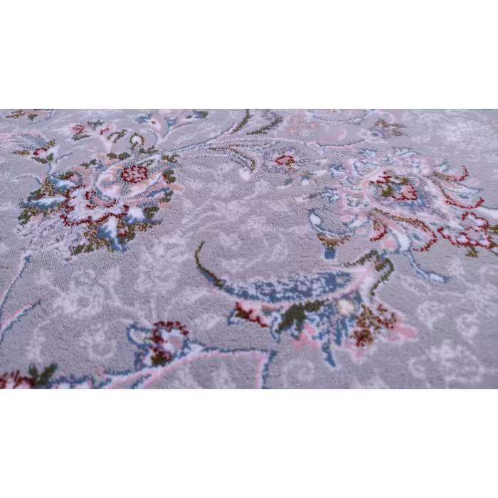 فرش ماشینی زمرد مشهد طرح افشان زمینه طوسی