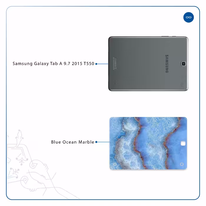 برچسب پوششی ماهوت مدل Blue Ocean Marble مناسب برای تبلت سامسونگ Galaxy Tab A 9.7 2015 T550