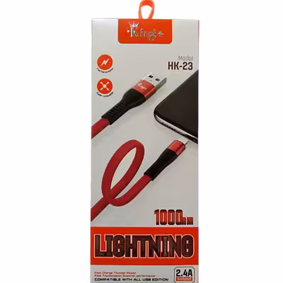 کابل تبدیل USB به لایتنینگ کینگ پلاس مدل HK-23 طول 1 متر