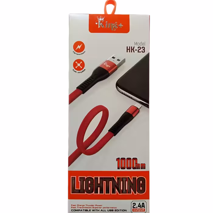 کابل تبدیل USB به لایتنینگ کینگ پلاس مدل HK-23 طول 1 متر