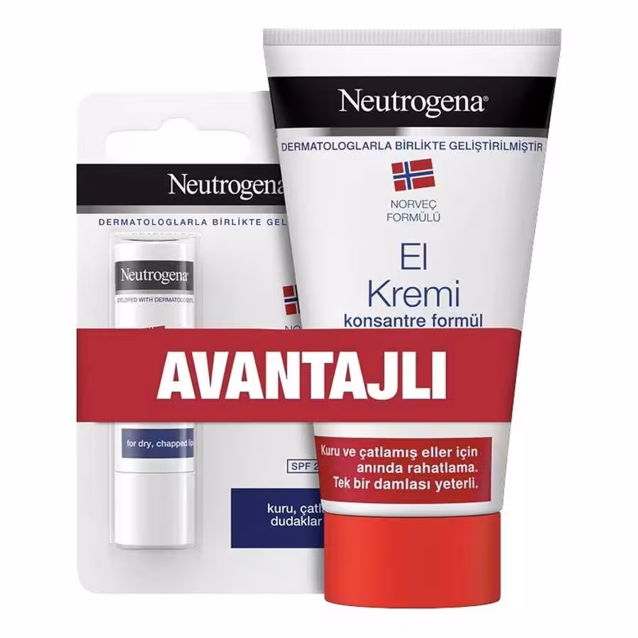 پک کرم مرطوب کننده دست نوتروژینا 75 میل به همراه بالم لب SPF20 نوتروژینا
