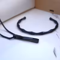 ست بنگل و گردنبند پسرانه استیل مشکی