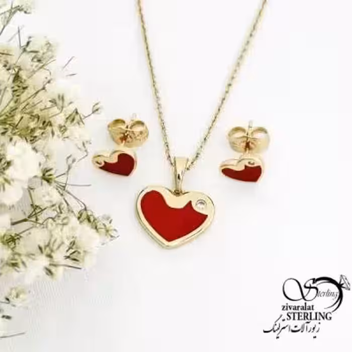 نیمست ژوپینگ مدل قلب قرمز نگین دار کد 19705