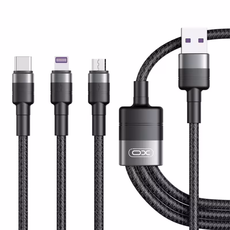 کابل تبدیل usb به usb-c/microusb/لایتنینگ ایکس او مدل nb-q191 طول 1.2 متر
