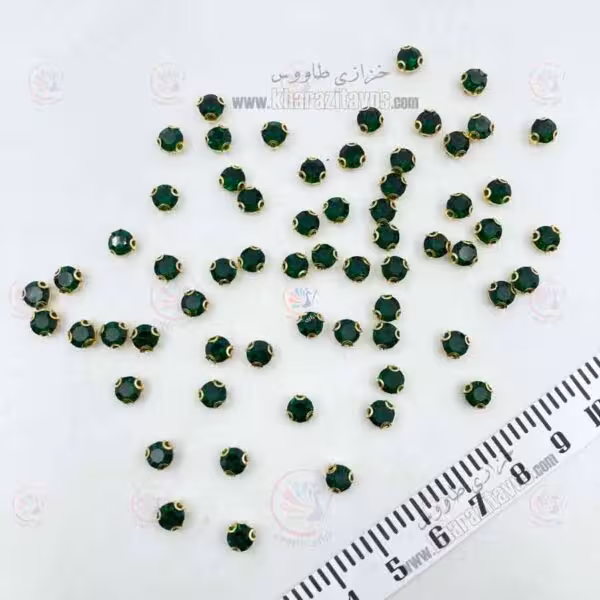 نگین پایه طلایی سایز 30 ( سبز ) بسته 80 عددی