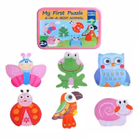 دوستان جنگلی در جعبه: پازل چوبی پرنده و قورباغه