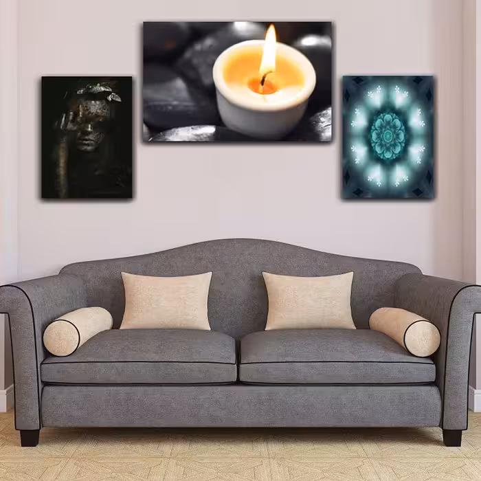 تابلو شاسی 2 تکه طرح مدرن نیم دایره طلایی کد 65461