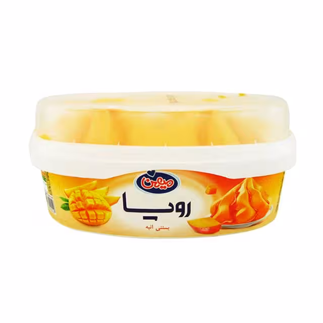 بستنی رویا با رگه های سس میوه و طعم انبه میهن 650 گرمی
