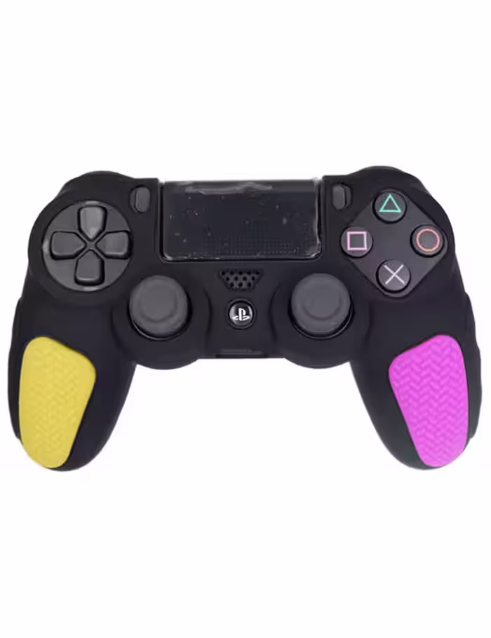 روکش محافظ آج‌دار دسته PS4 مشکی زرد صورتی