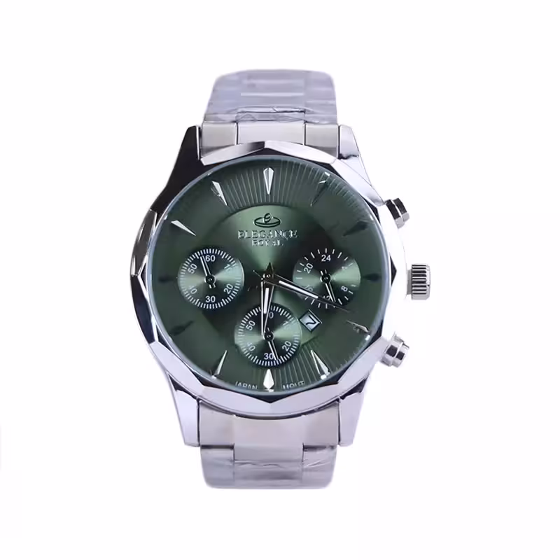 ساعت مچی الگانس مردانه فلزی نقره ای صفحه سبز G 9766/7