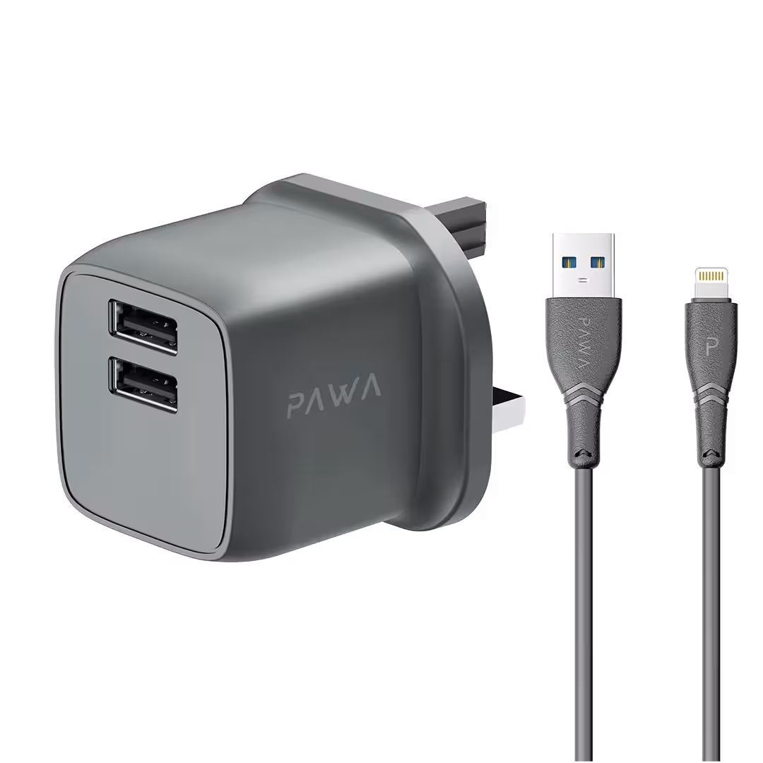 شارژر دیواری 12 وات پاوا Pawa مدل Pocket Mini Travel Charger به همراه کابل USB به لایتنینگ