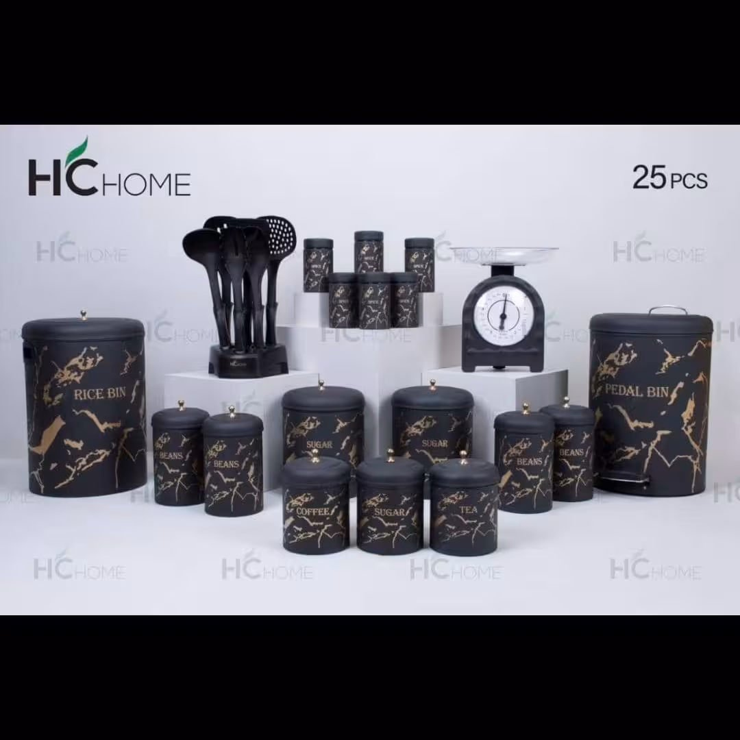 سرویس آشپزخانه 25 پارچ ماربل اچ سی هوم hc home رنگ مشکی