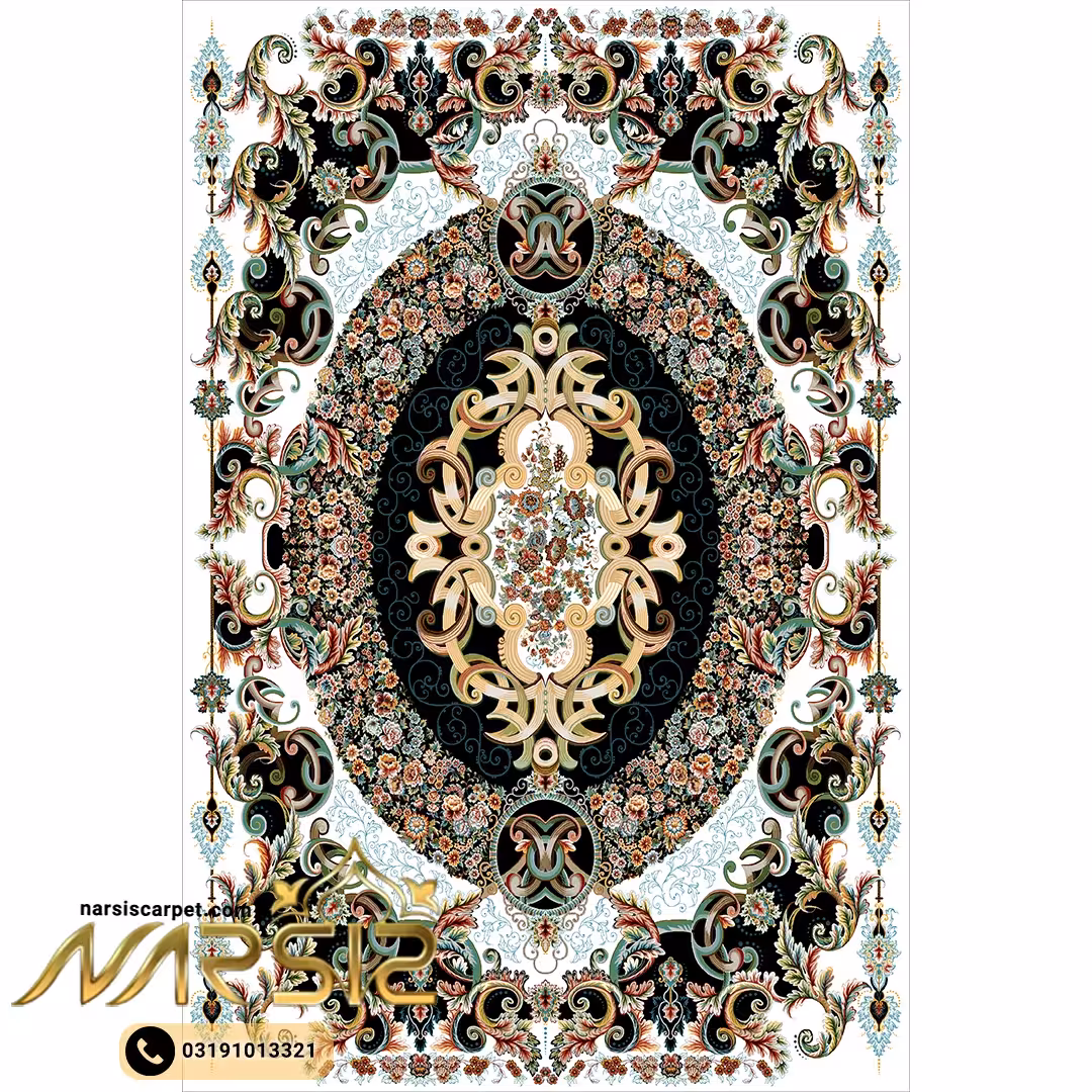 فرشینه فرش طرح ویولت رنگ کرم کد 90129