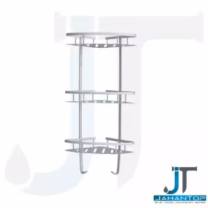 سه گوش حمام 3 طبقه آلومینیوم مدل الوند نقره ای