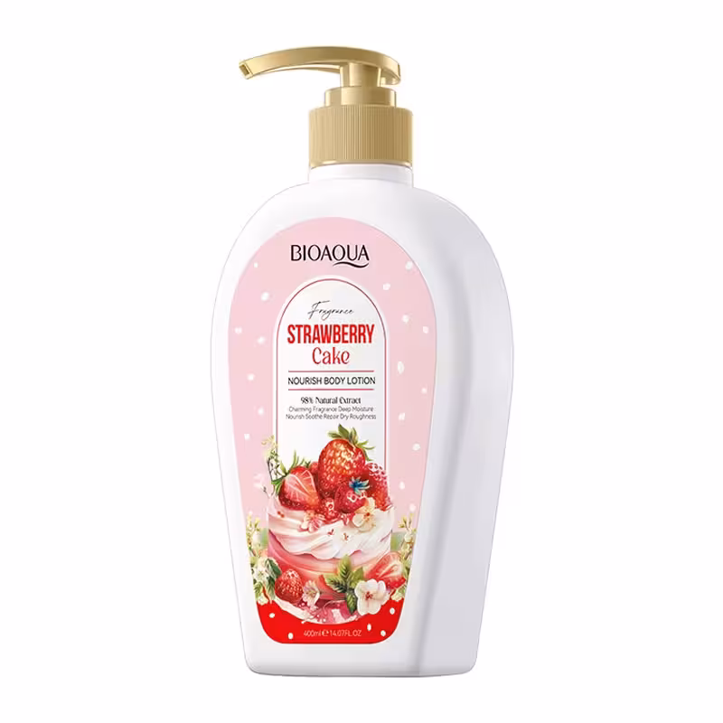 لوسیون بدن بیوآکوا Bioaqua رایحه کیک توت فرنگی Strawberry Cake حجم 400ml