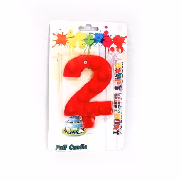 شمع مخملی عدد دو قرمز